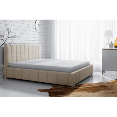 Lee finom kárpitozású ágy - 200x200, krémszínű