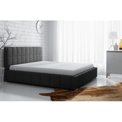 Lee finom kárpitozású ágy - 200x200, fekete