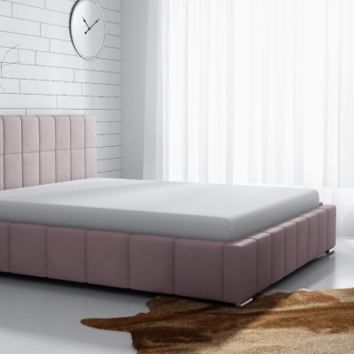 Lee finom kárpitozású ágy 140x200, rózsaszín