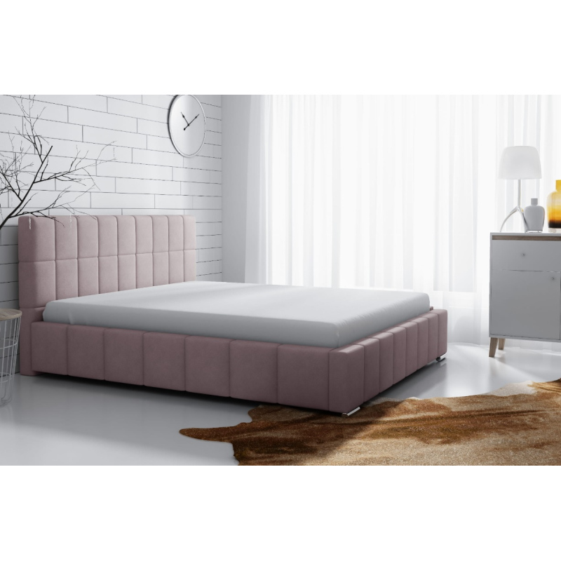 Lee finom kárpitozású ágy 140x200, rózsaszín