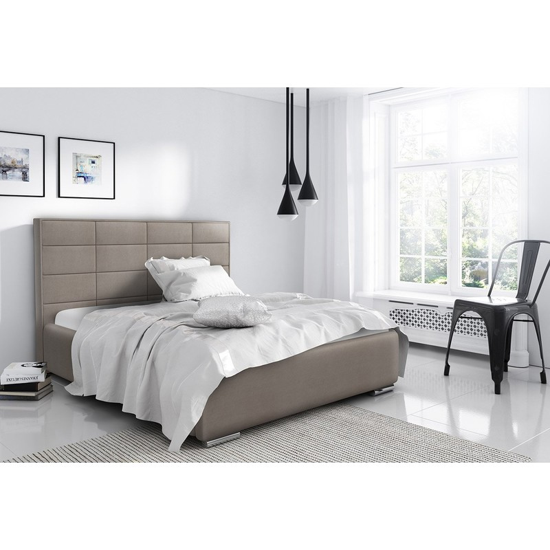Caffara elegáns franciaágy 200x200, bézs, finom kárpitszövet