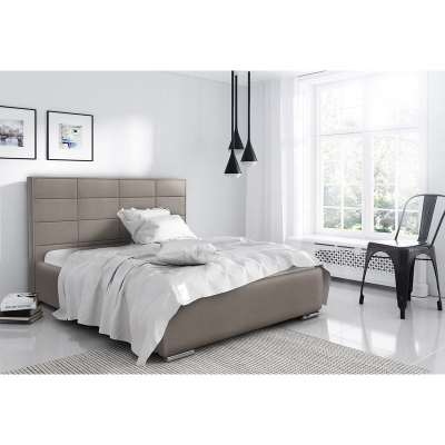 Caffara elegáns franciaágy 200x200, bézs, finom kárpitszövet