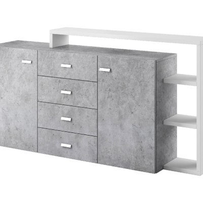 KIBOU designer komód fiókokkal és bővíthető részekkel, Colorado beton