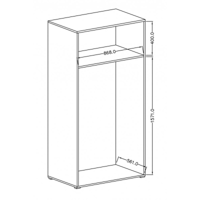 Kétajtós kombinált szekrény IVA - szélesség 90 cm, Grandson tölgyfa