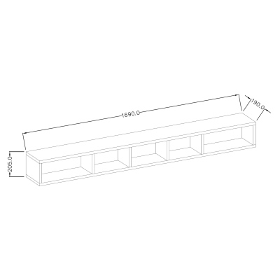 COLORADO polc elválasztókkal 169 cm, antracit