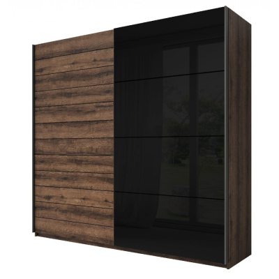 Nagyméretű SÁRA ruhásszekrény fekete üveggel 270 cm, Monastery tölgyfa