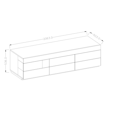 SHADI egyszerű TV asztal fiókokkal, fehér/beton