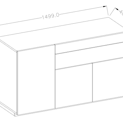 SHADI modern komód, háromajtós, fehér + beton