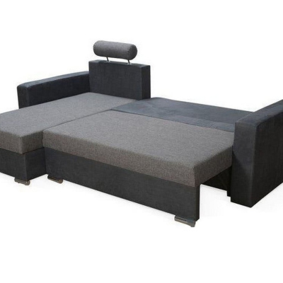 VENDI sarokülő kanapé, fekete + szürke