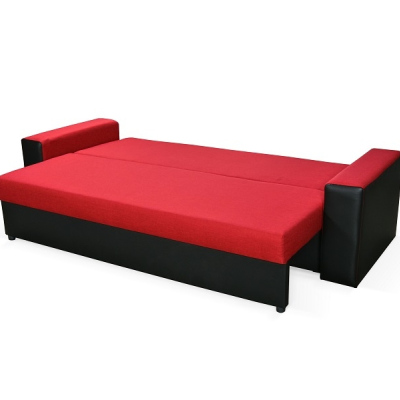 AIDA modern kanapé, fekete öko bőr + piros