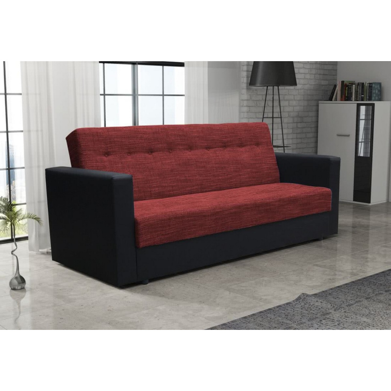 Modern MALIN nyitható kanapé, piros + fekete ökobőr