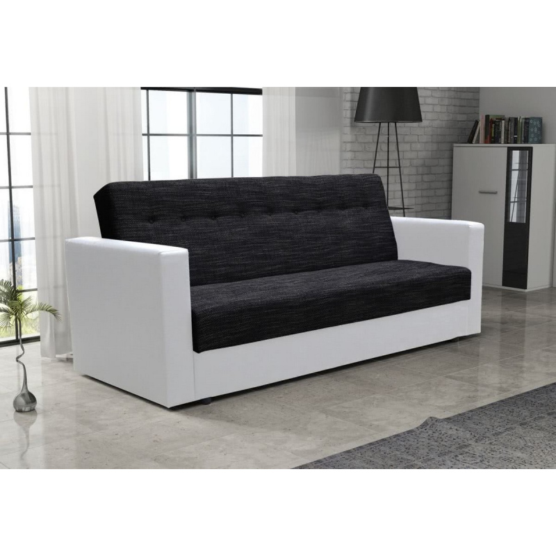 Modern MALIN kinyitható kanapé, fekete + fehér ökobőr