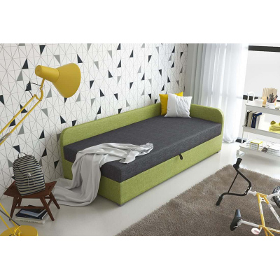 VALESKA kárpitozott ágy 90x200, zöld + szürke