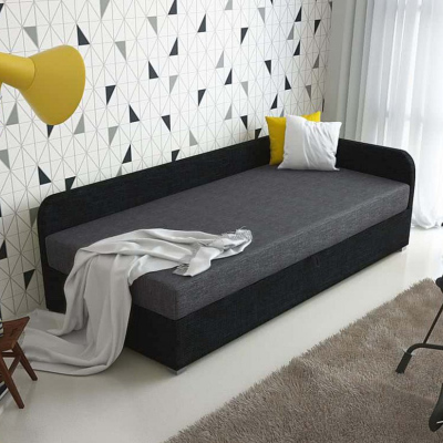 VALESKA kárpitozott ágy 90x200, fekete + szürke