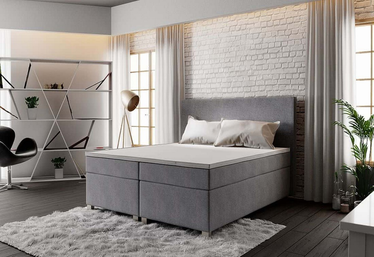 ASSAR boxspring ágy 180x200, szürke