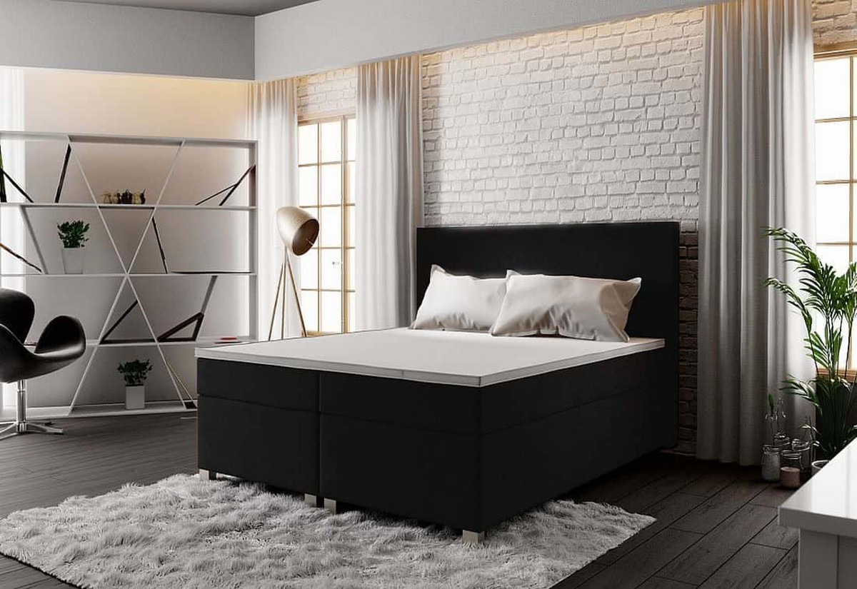 ASSAR boxspring ágy 140x200, antracit