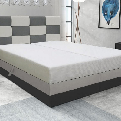 Dizájnos MARLEN ágy 140x200, szürke + bézs