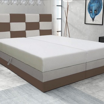 MARLEN 140x200 stílusos ágy, barna + bézs