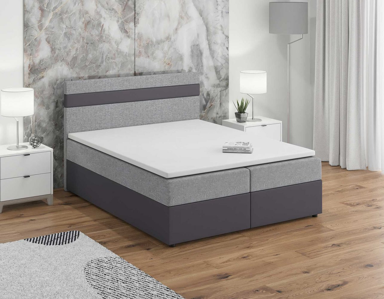 SISI boxspring ágy 180x200, szürke
