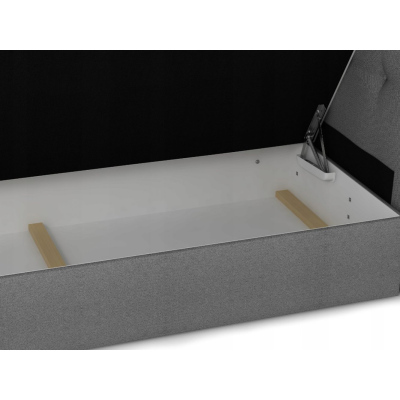SISI boxspring ágy 180x200, szürke + fehér ökobőr