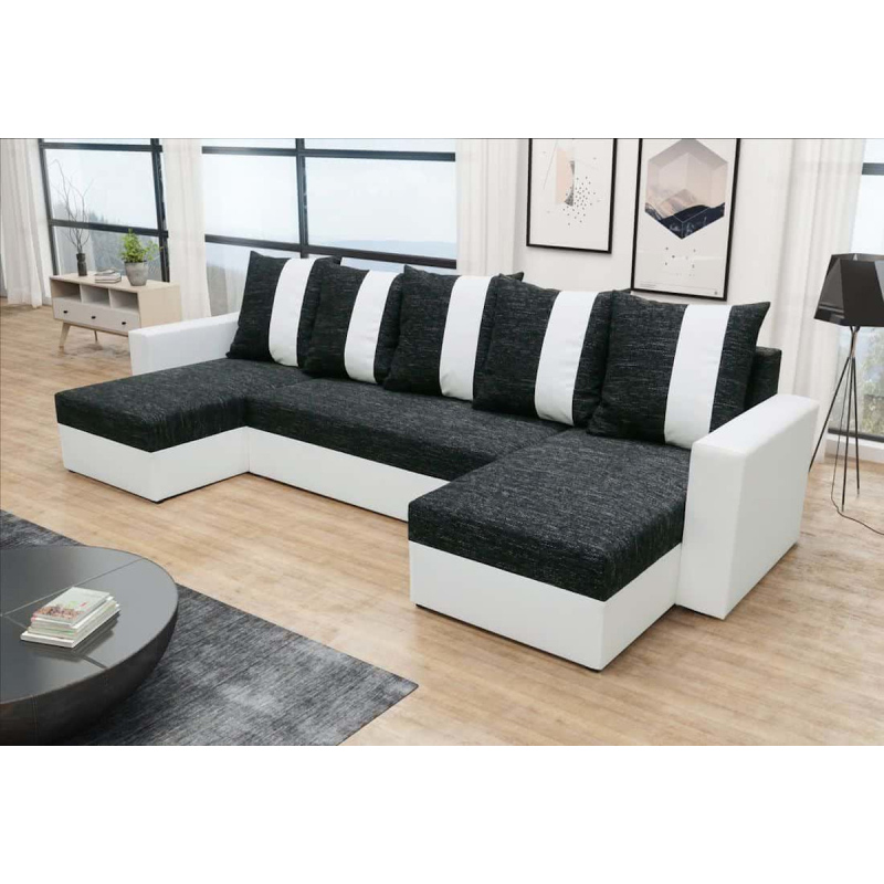 Kényelmes ANGELIKA u-alakú ülőgarnitúra, fekete + fehér
